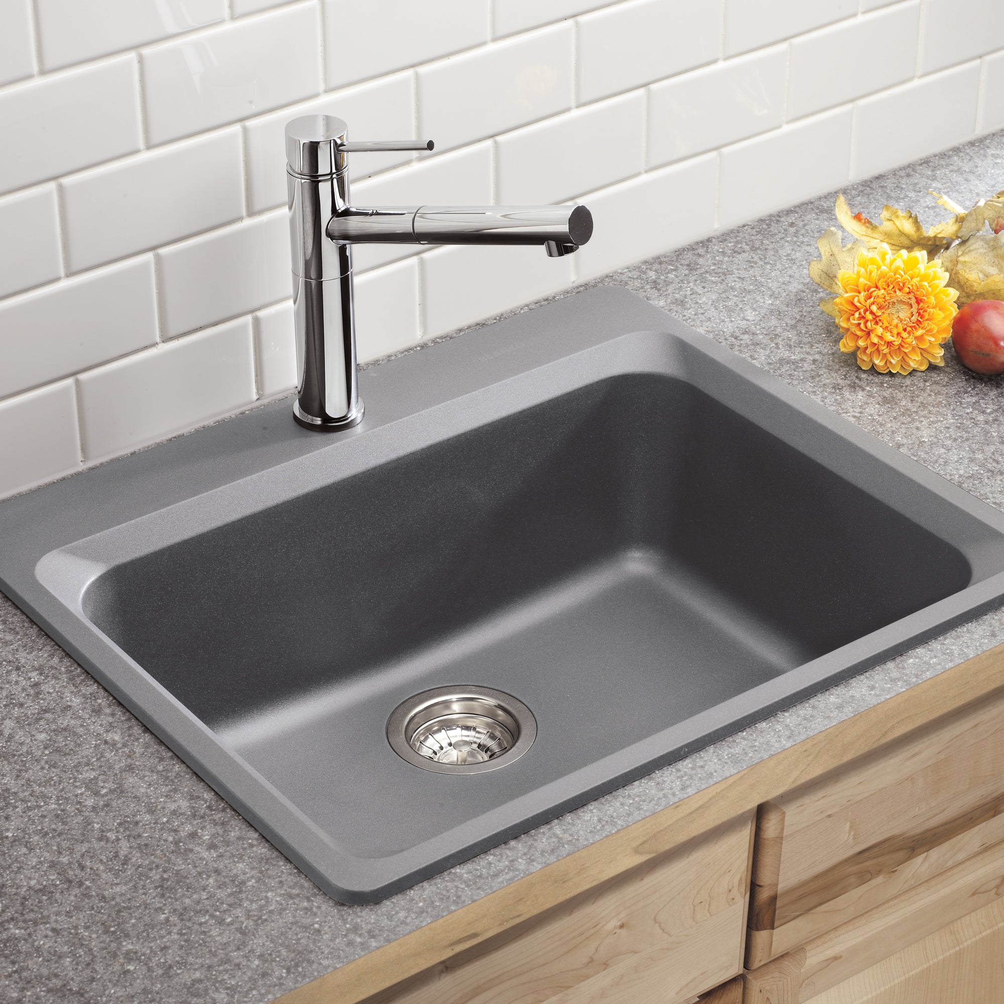 Blanco 401671- VISION 1 Drop-in Kitchen Sink, SILGRANIT®, Metallic Gray - FaucetExpress.ca