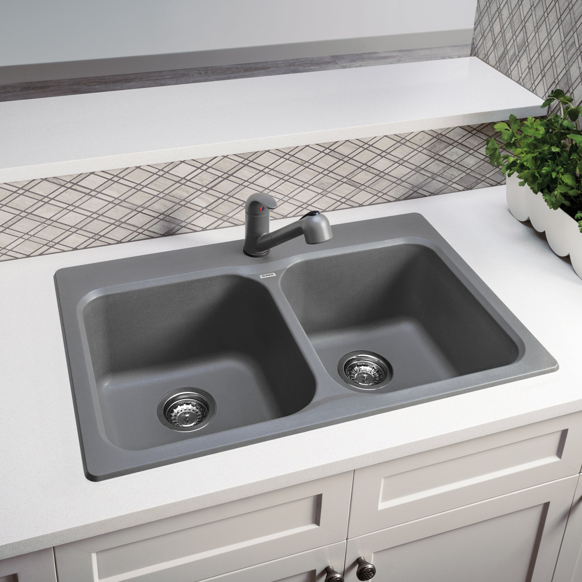 Blanco 401677- VISION 210 Drop-in Kitchen Sink, SILGRANIT®, Metallic Gray - FaucetExpress.ca