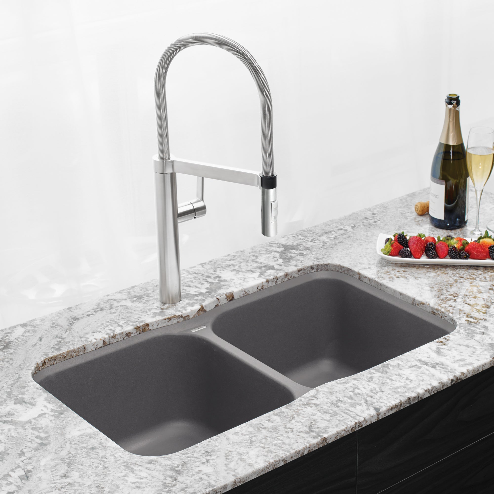 Blanco 401678- VISION U 2 Undermount Sink, SILGRANIT®, Metallic Gray - FaucetExpress.ca