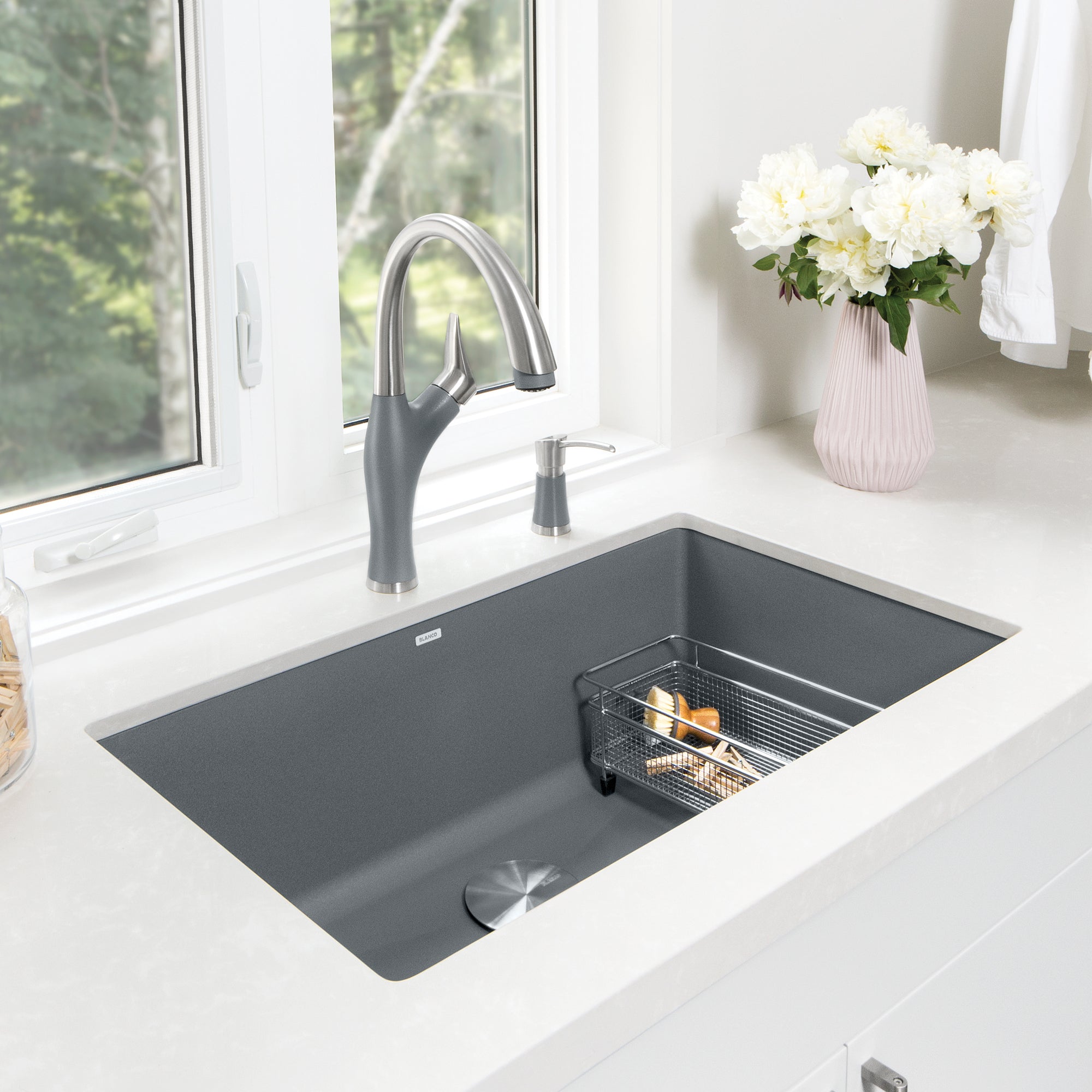 CLORE + Relux All-in-one【White】 Blanco LIVEN SILGRANIT 25 in. Drop-In/Undermount Laundry