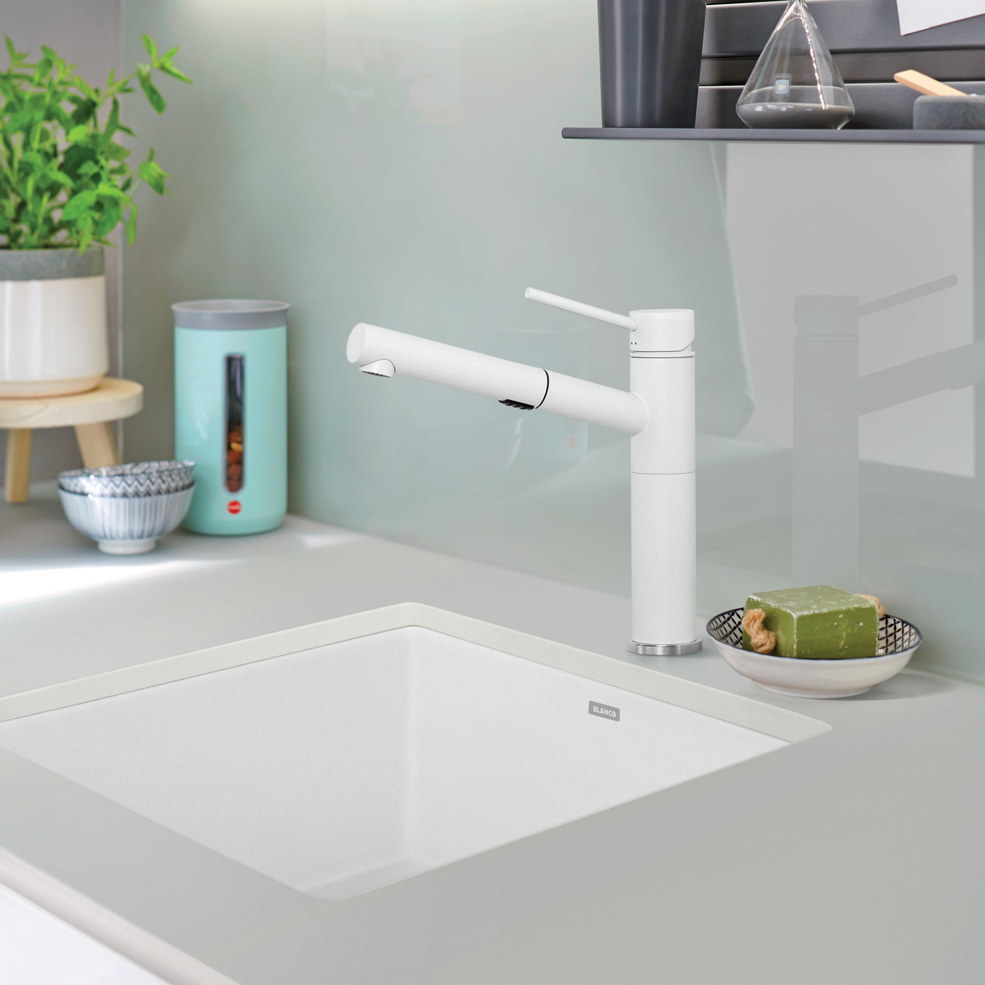 Blanco 401704- PRECIS U 1 Undermount Kitchen Sink, SILGRANIT®, White - FaucetExpress.ca