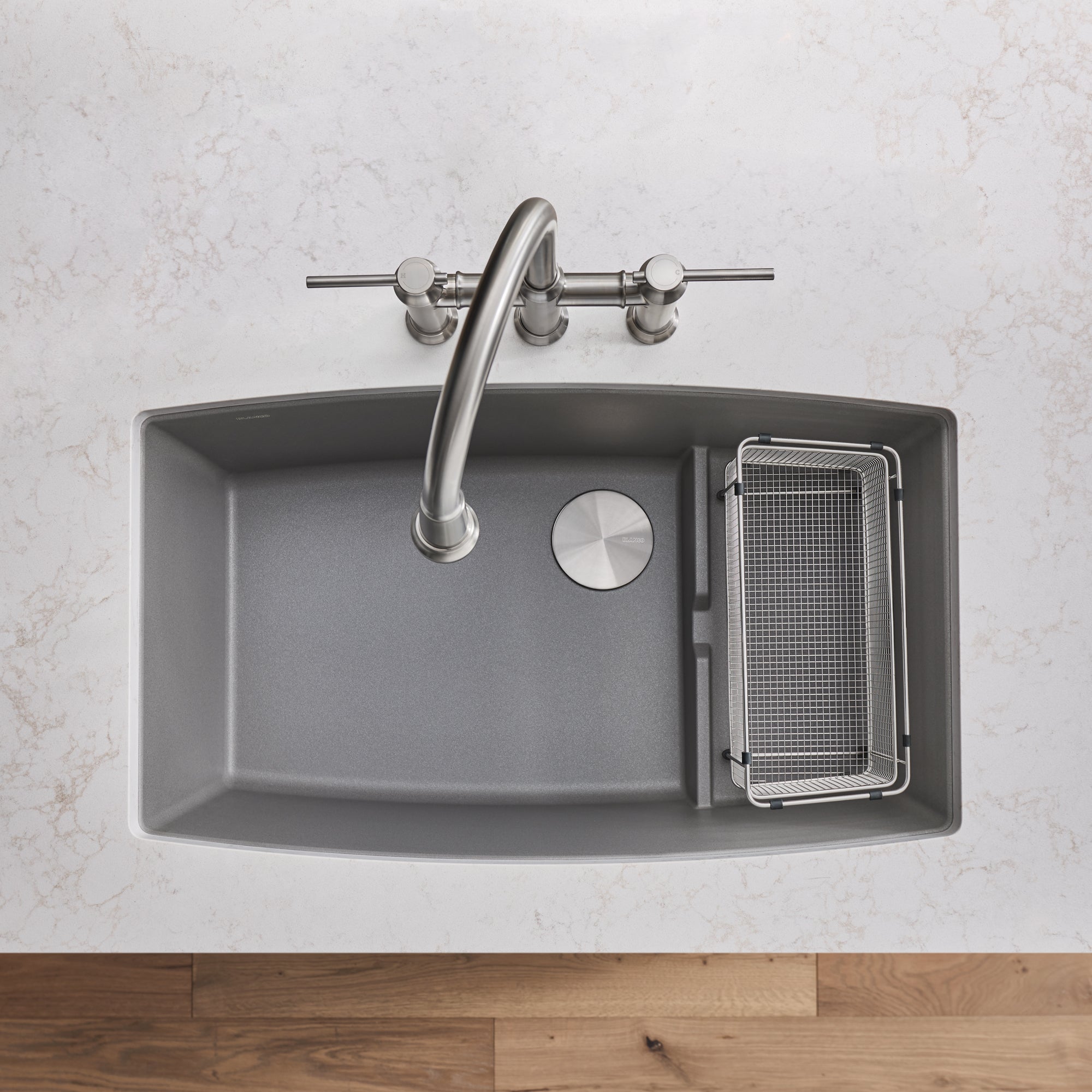 Blanco 401708- PERFORMA Cascade Undermount Sink, SILGRANIT®, Metallic Gray - FaucetExpress.ca