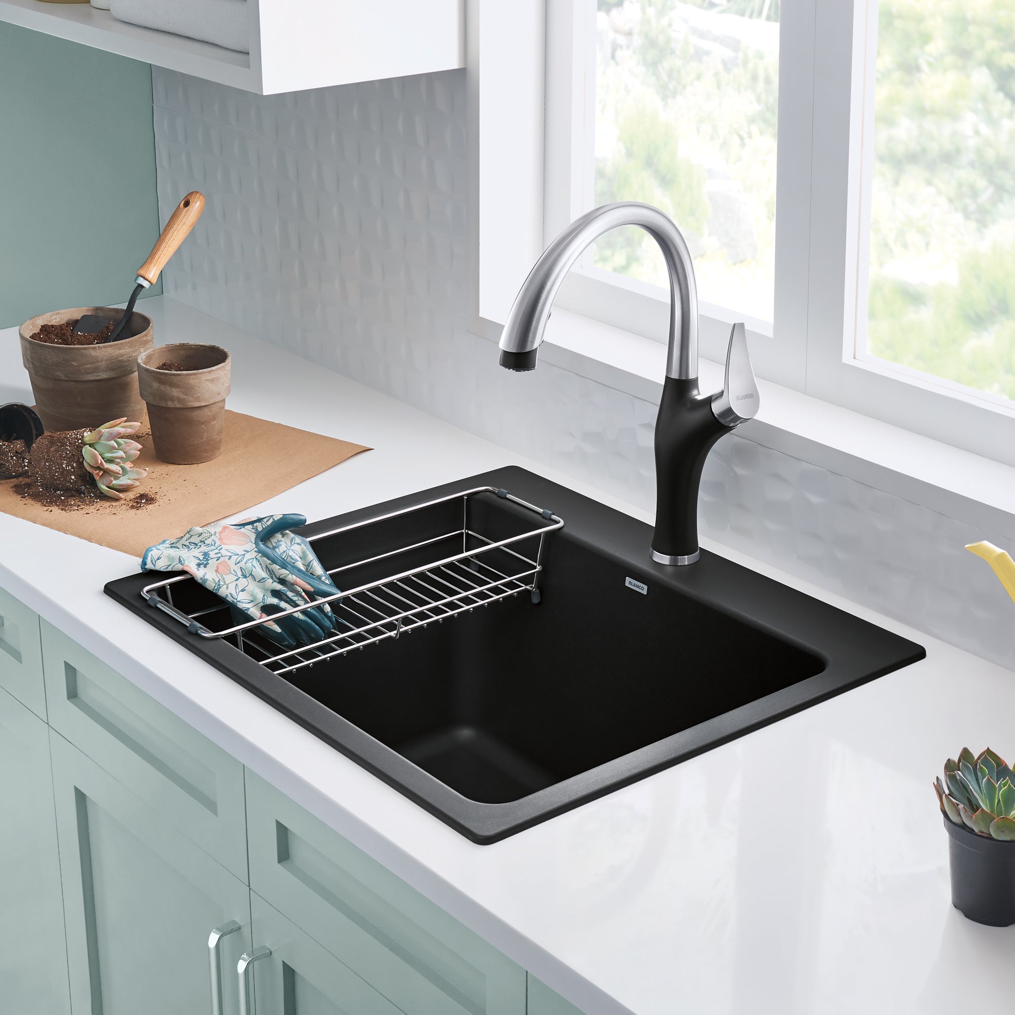 Blanco 401902- LIVEN Single Bowl Laundry Sink, SILGRANIT®, Anthracite - FaucetExpress.ca