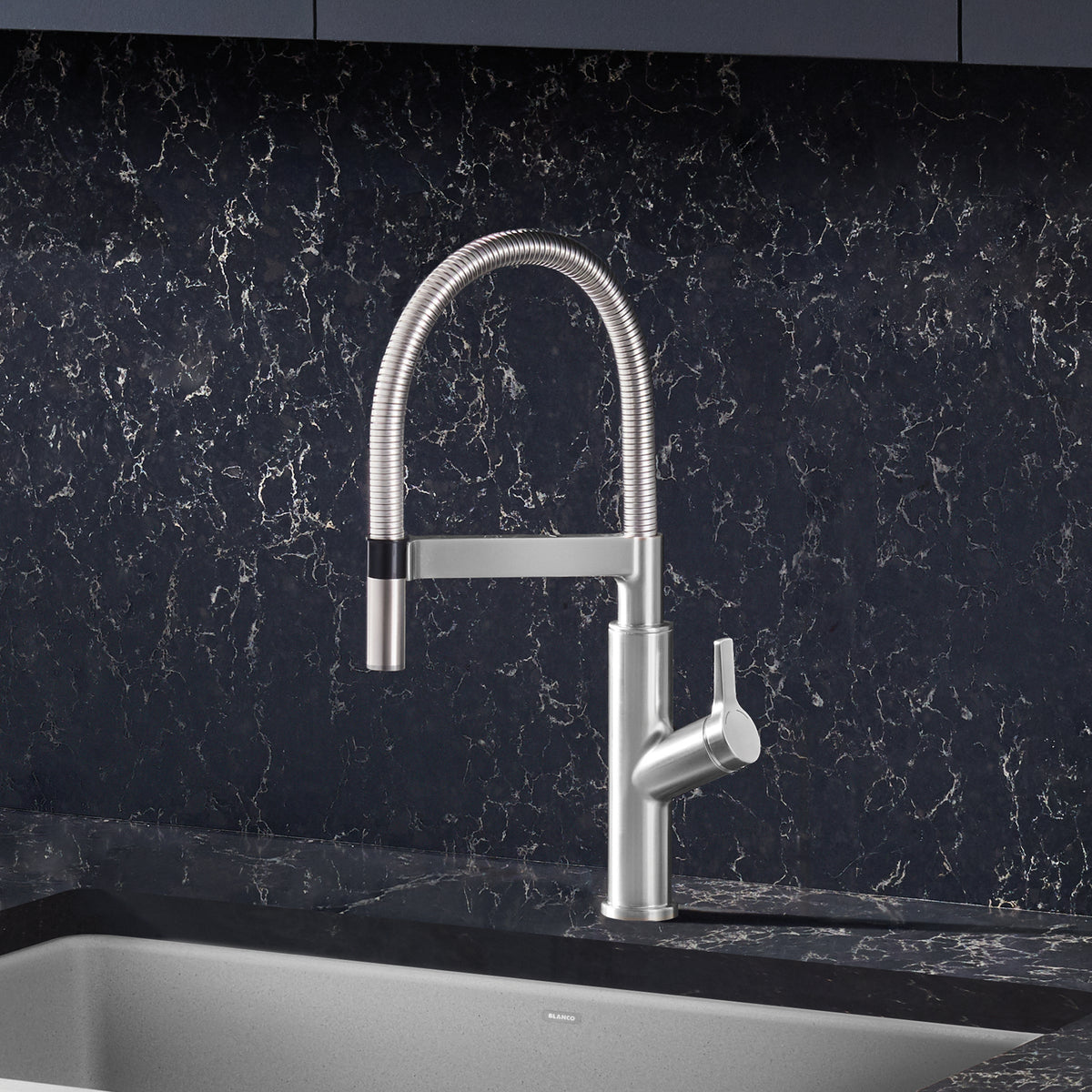 Blanco 401991- SOLENTA Semi-Pro High Arc Kitchen Faucet, Stainless Finish - FaucetExpress.ca