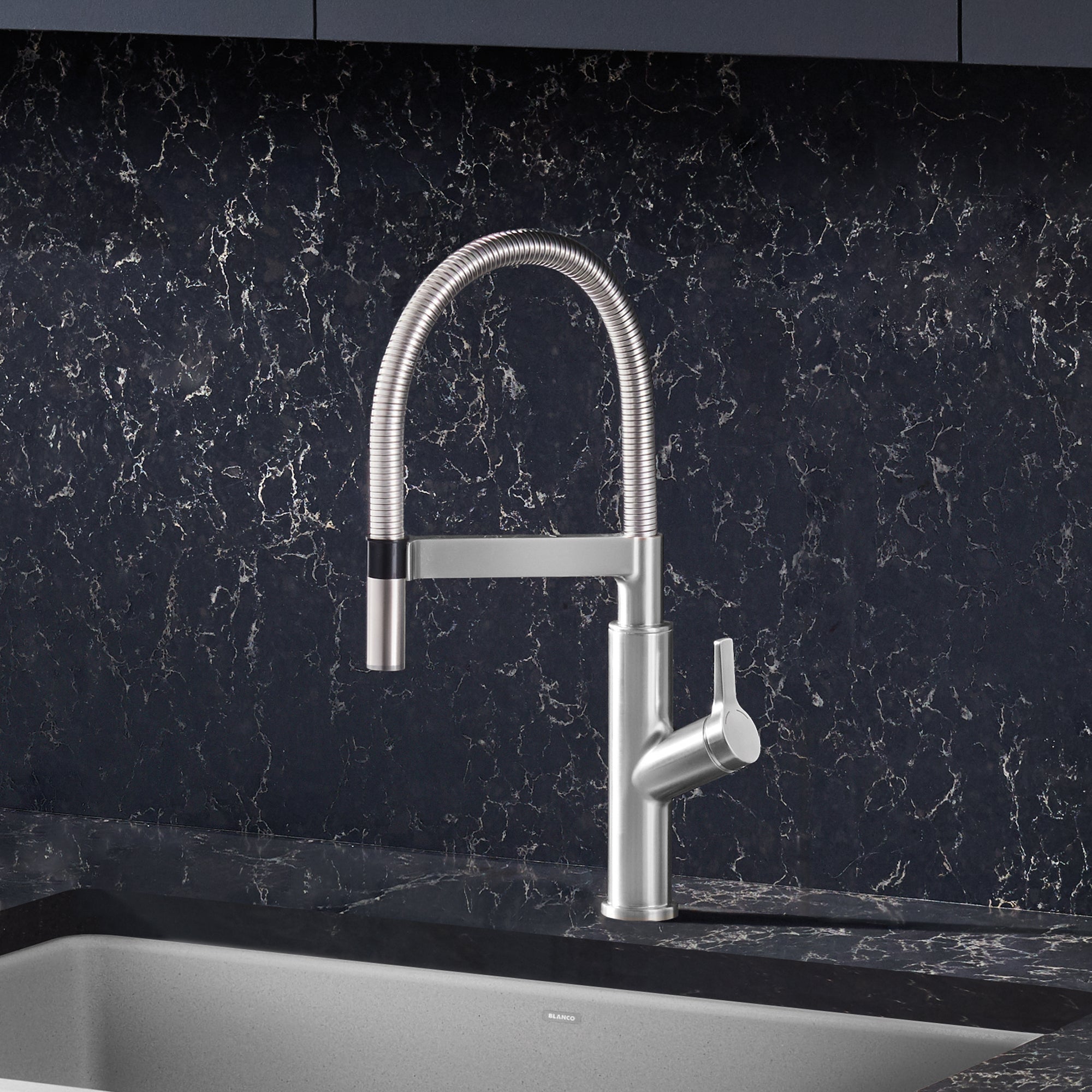 Blanco 401991- SOLENTA Semi-Pro High Arc Kitchen Faucet, Stainless Finish - FaucetExpress.ca