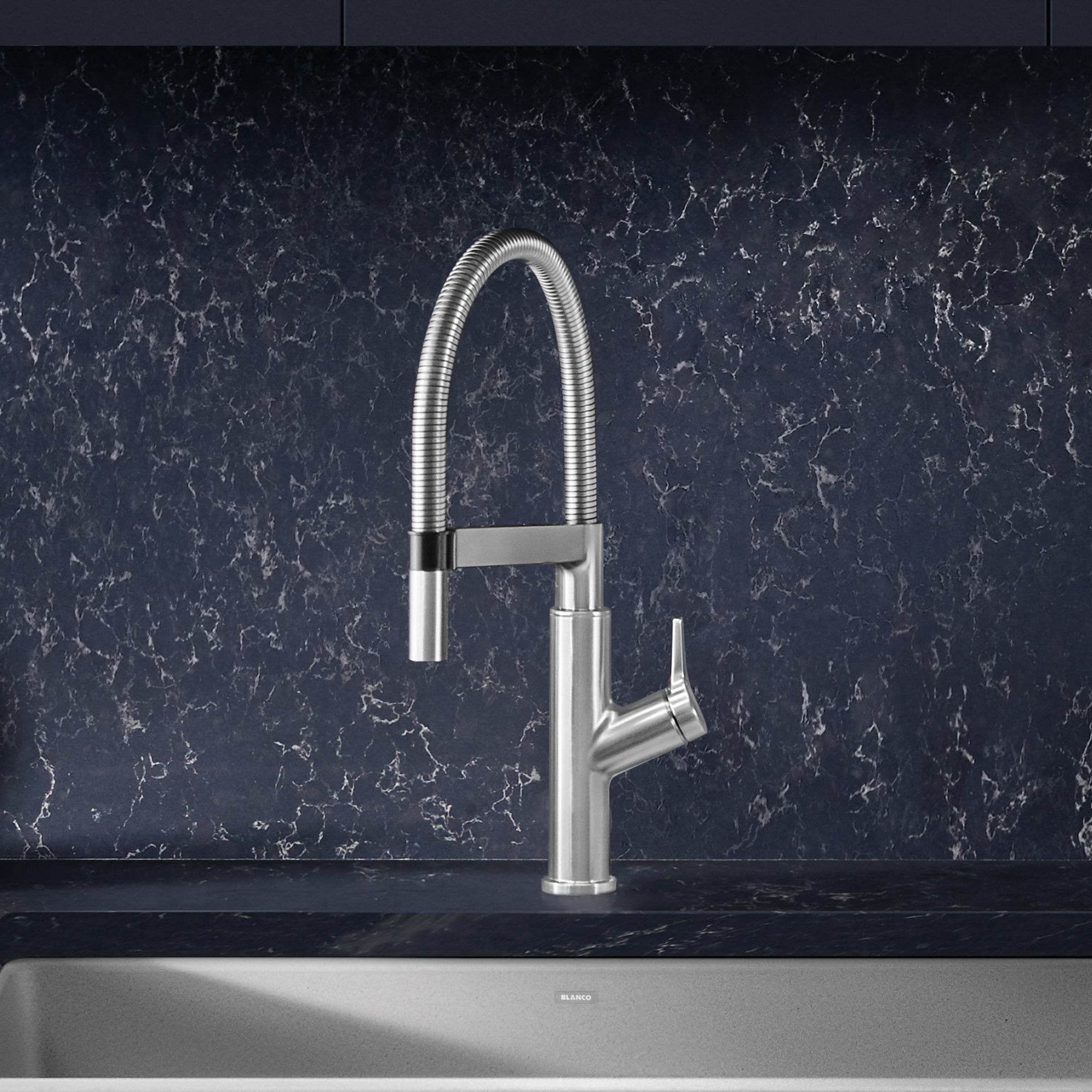 Blanco 401991- SOLENTA Semi-Pro High Arc Kitchen Faucet, Stainless Finish - FaucetExpress.ca