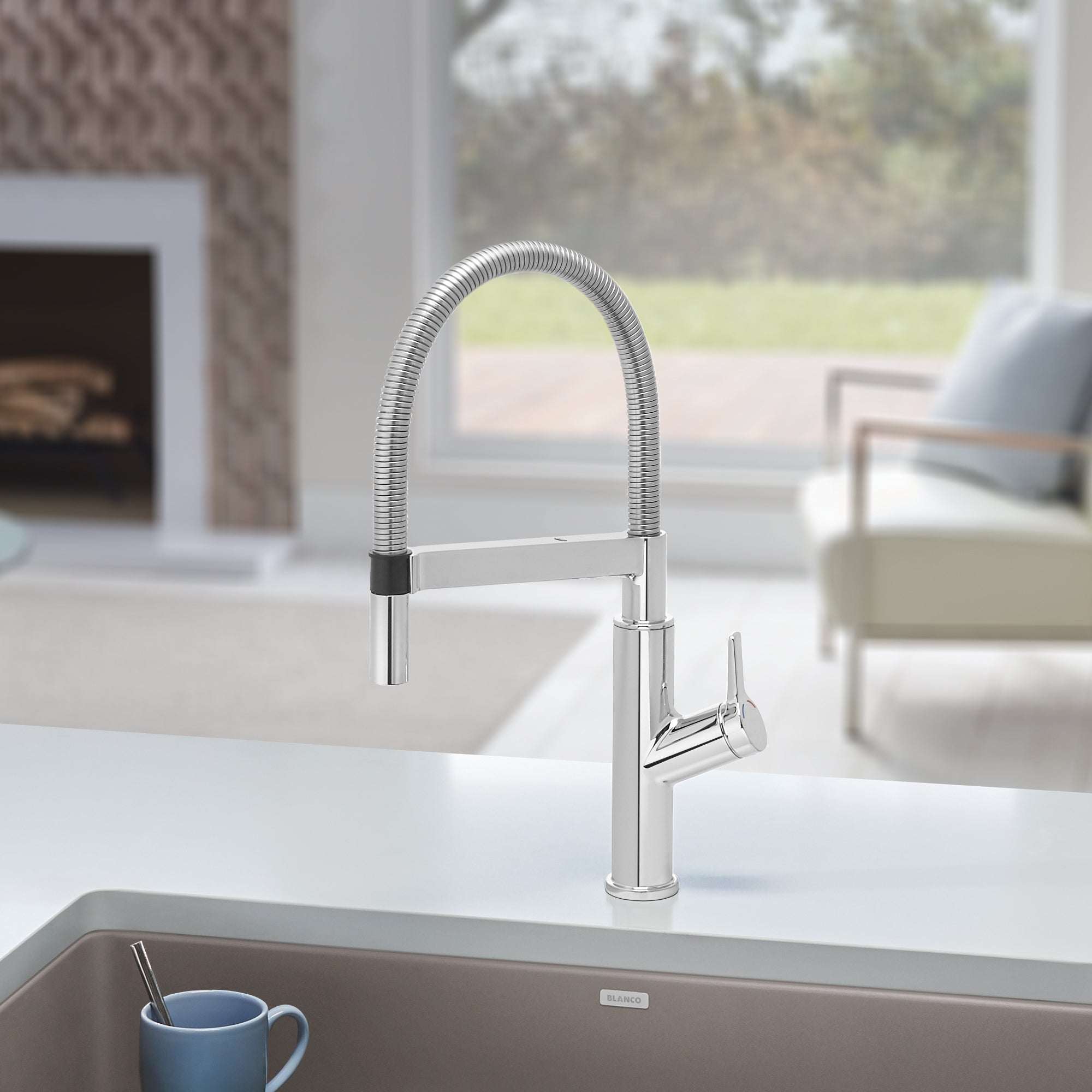 Blanco 401991- SOLENTA Semi-Pro High Arc Kitchen Faucet, Stainless Finish - FaucetExpress.ca