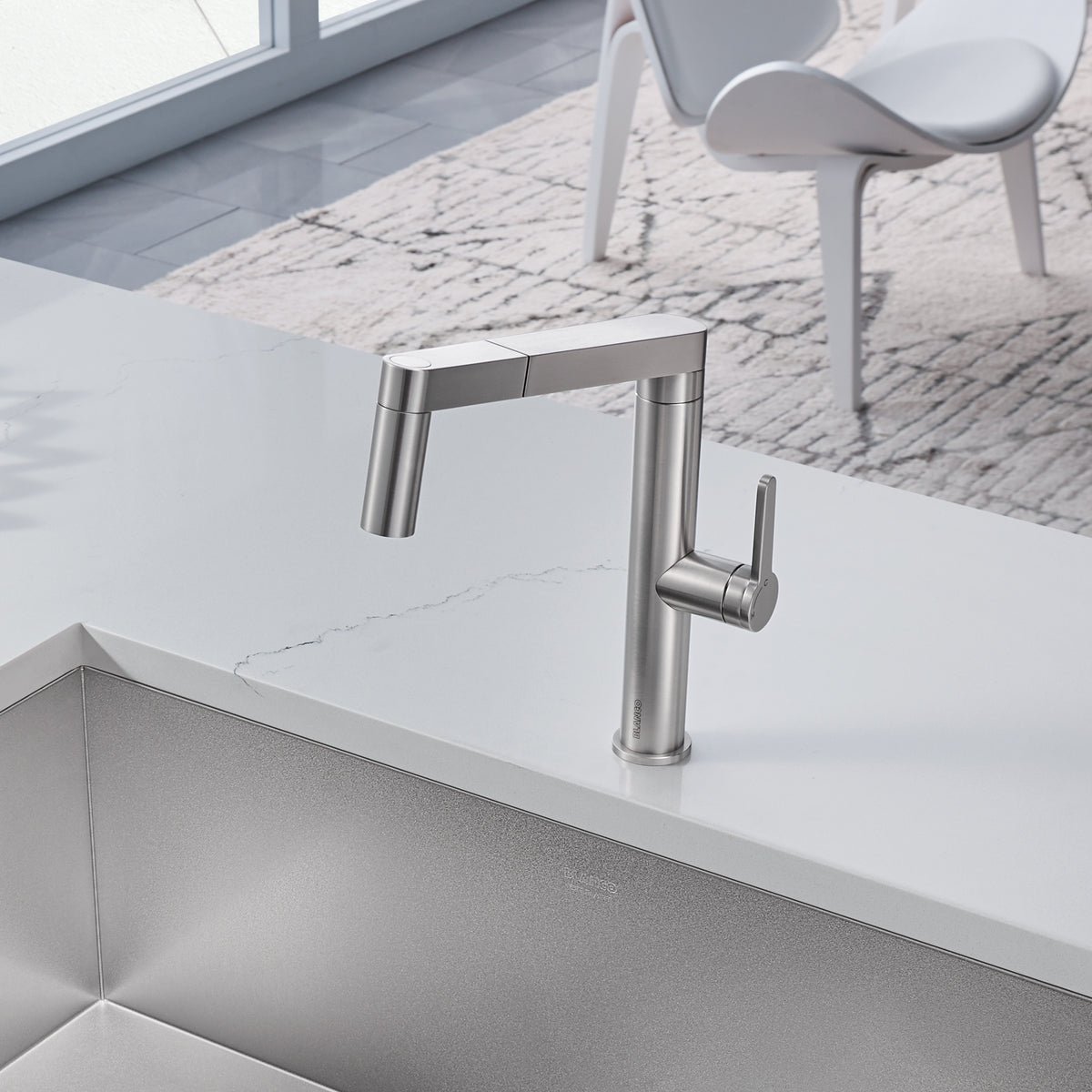 Blanco 402043- PANERA Low Arc Pull-Out Dual Spray Faucet, Stainless Steel - FaucetExpress.ca