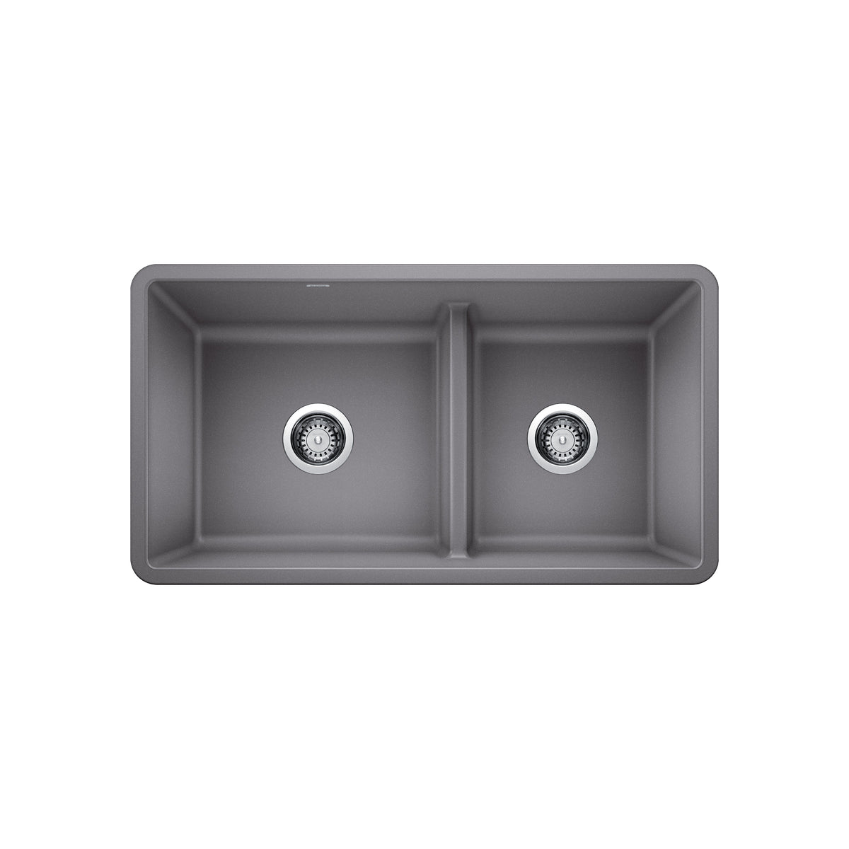 Blanco 402068- PRECIS U 1  Low Divide Sink, SILGRANIT, Metallic Gray - FaucetExpress.ca