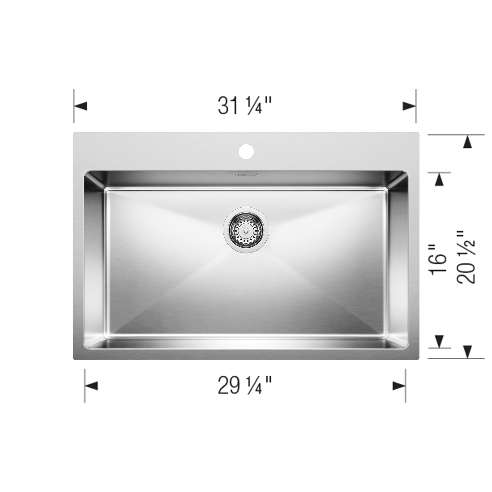 Blanco 402612- QUATRUS R15 SUPER SINGLE, Single Drop-in Kitchen Sink - FaucetExpress.ca