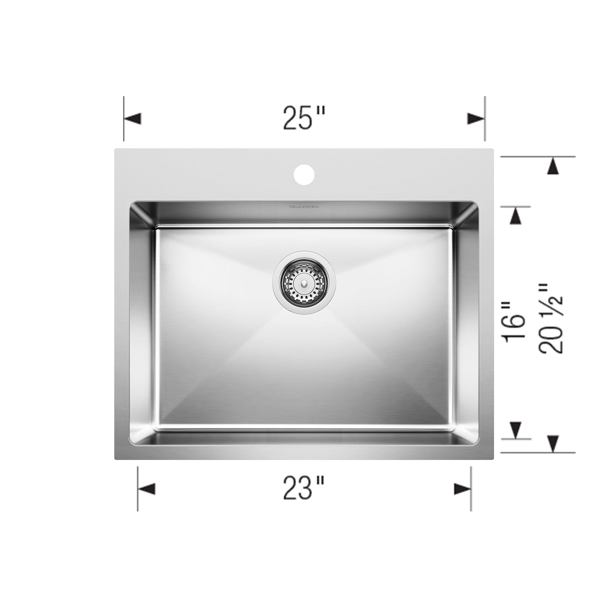 Blanco 402613- QUATRUS R15 25, Single Drop-in Kitchen Sink - FaucetExpress.ca