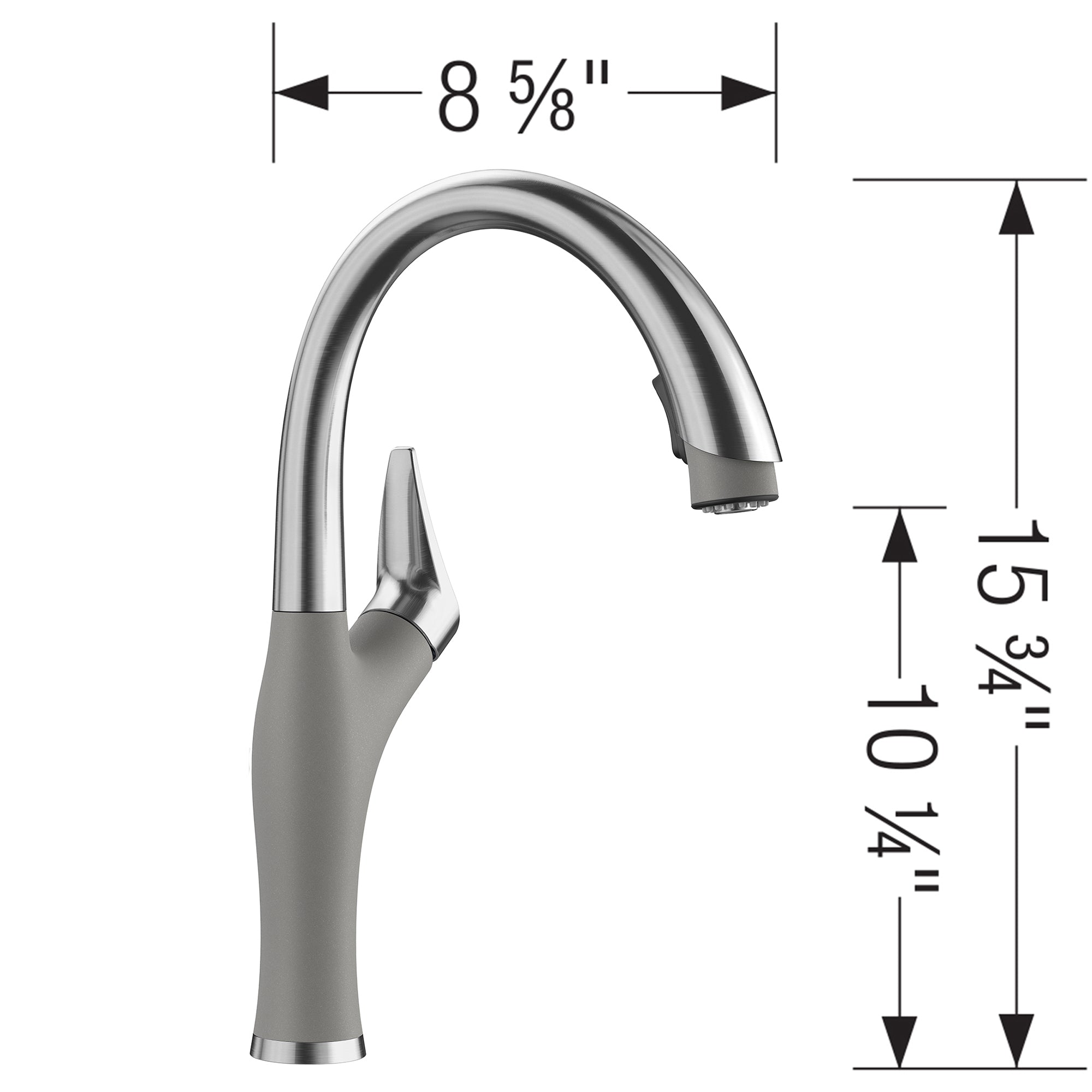Blanco 442034- Artona Pull Down 1.5 Gpm, Pvd Steel / M. Gray - FaucetExpress.ca