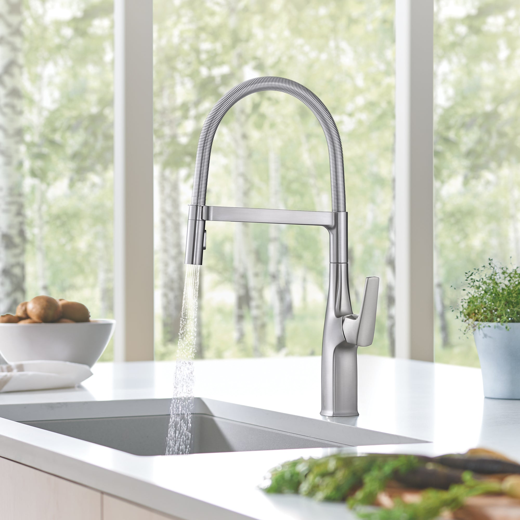 Blanco 442676- RIVANA SEMI-PRO, Pull-down Kitchen Faucet, 1.5 GPM (Dual-spray), Stainless Finish - FaucetExpress.ca