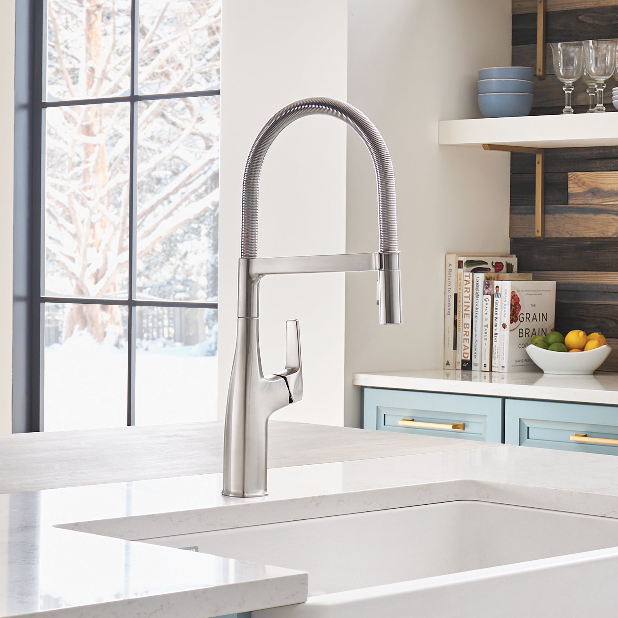 Blanco 442676- RIVANA SEMI-PRO, Pull-down Kitchen Faucet, 1.5 GPM (Dual-spray), Stainless Finish - FaucetExpress.ca