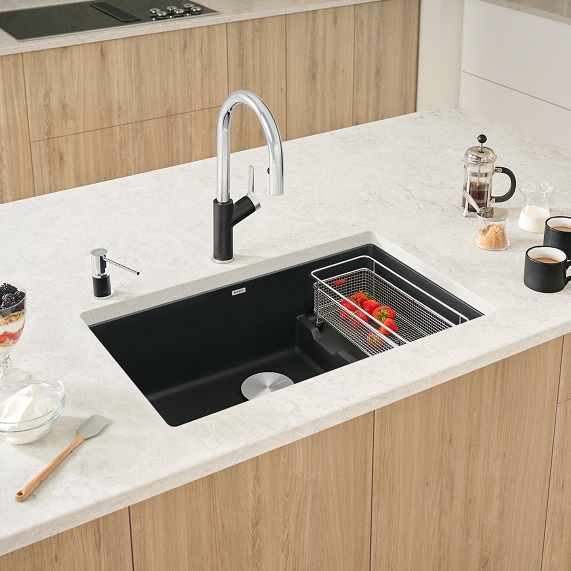 Blanco 402659- PRECIS CASCADE, Single Undermount Kitchen Sink, SILGRANIT Coal Black - FaucetExpress.ca