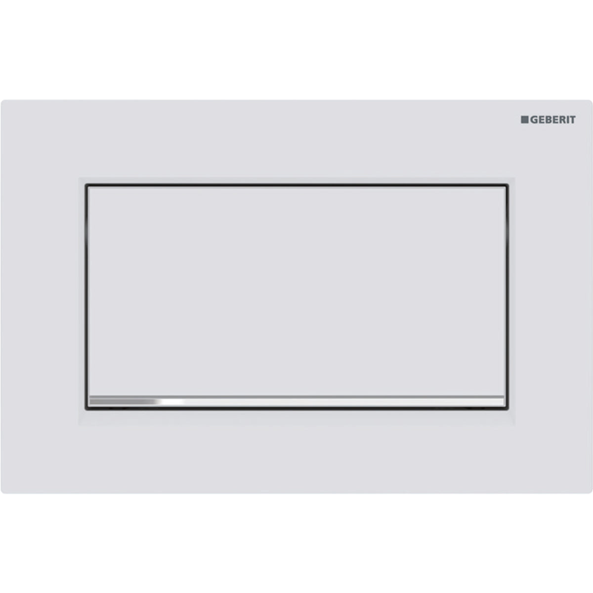 Geberit 115.893.JT.1- Geberit actuator plate Sigma30 for stop-and-go flush, screwable: white matt coated, easy-to-clean coated, bright chrome-plated - FaucetExpress.ca