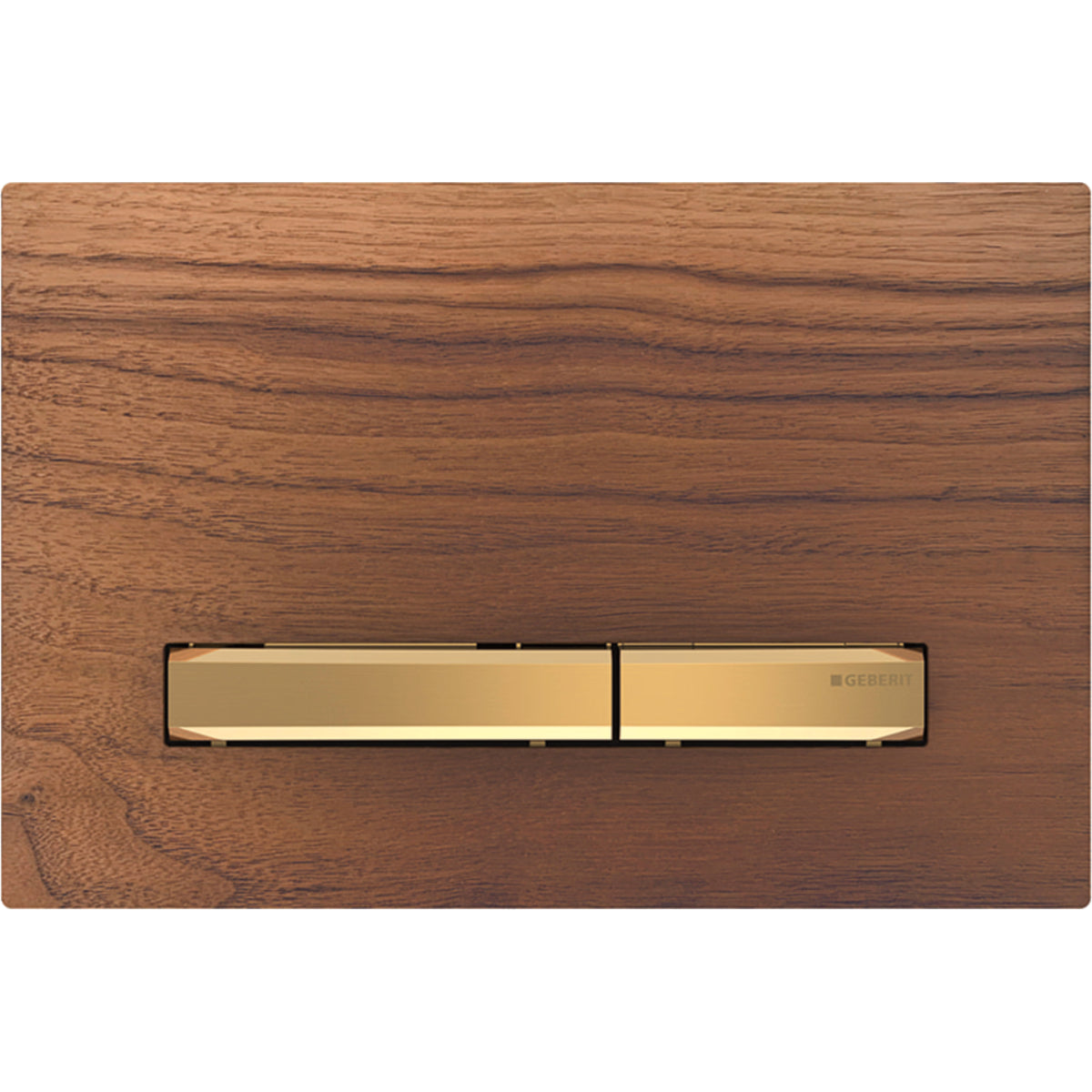 Geberit 115.672.JX.2- Geberit actuator plate Sigma50 for dual flush, metal colour brass: brass, black walnut - FaucetExpress.ca