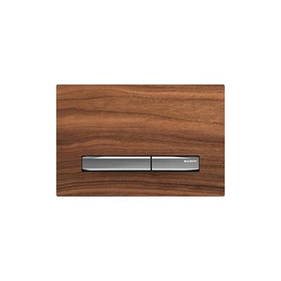Geberit 115.788.JX.2- Geberit actuator plate Sigma50 for dual flush, metal colour chrome-plated: chrome-plated, black walnut - FaucetExpress.ca