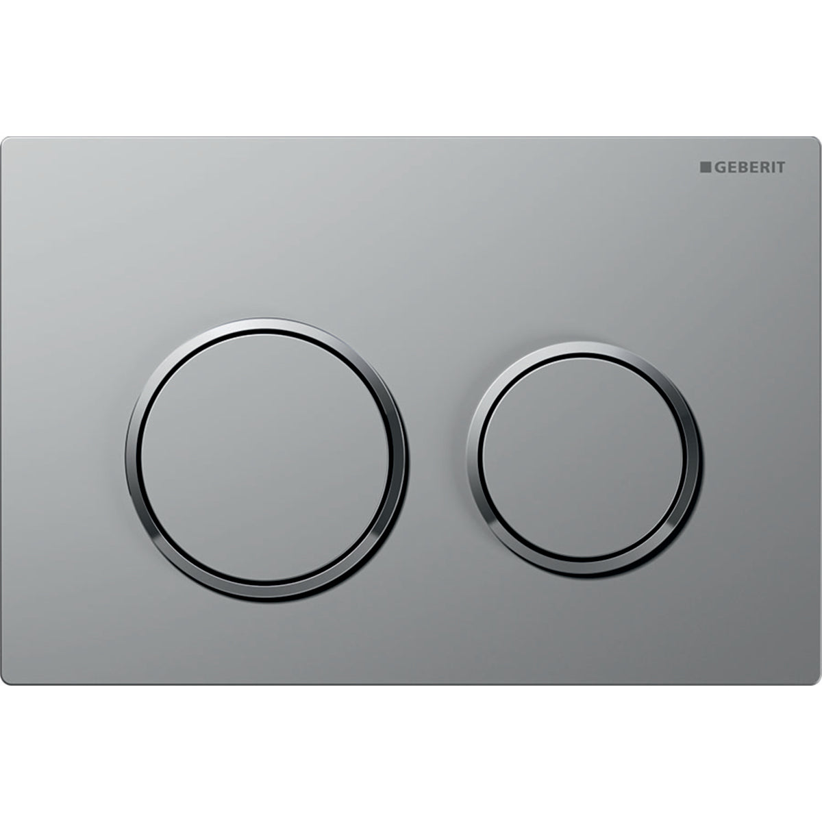 Geberit 115.085.JQ.1- Geberit actuator plate Omega20 for dual flush: matt chrome-coated, easy-to-clean coated, bright chrome-plated - FaucetExpress.ca