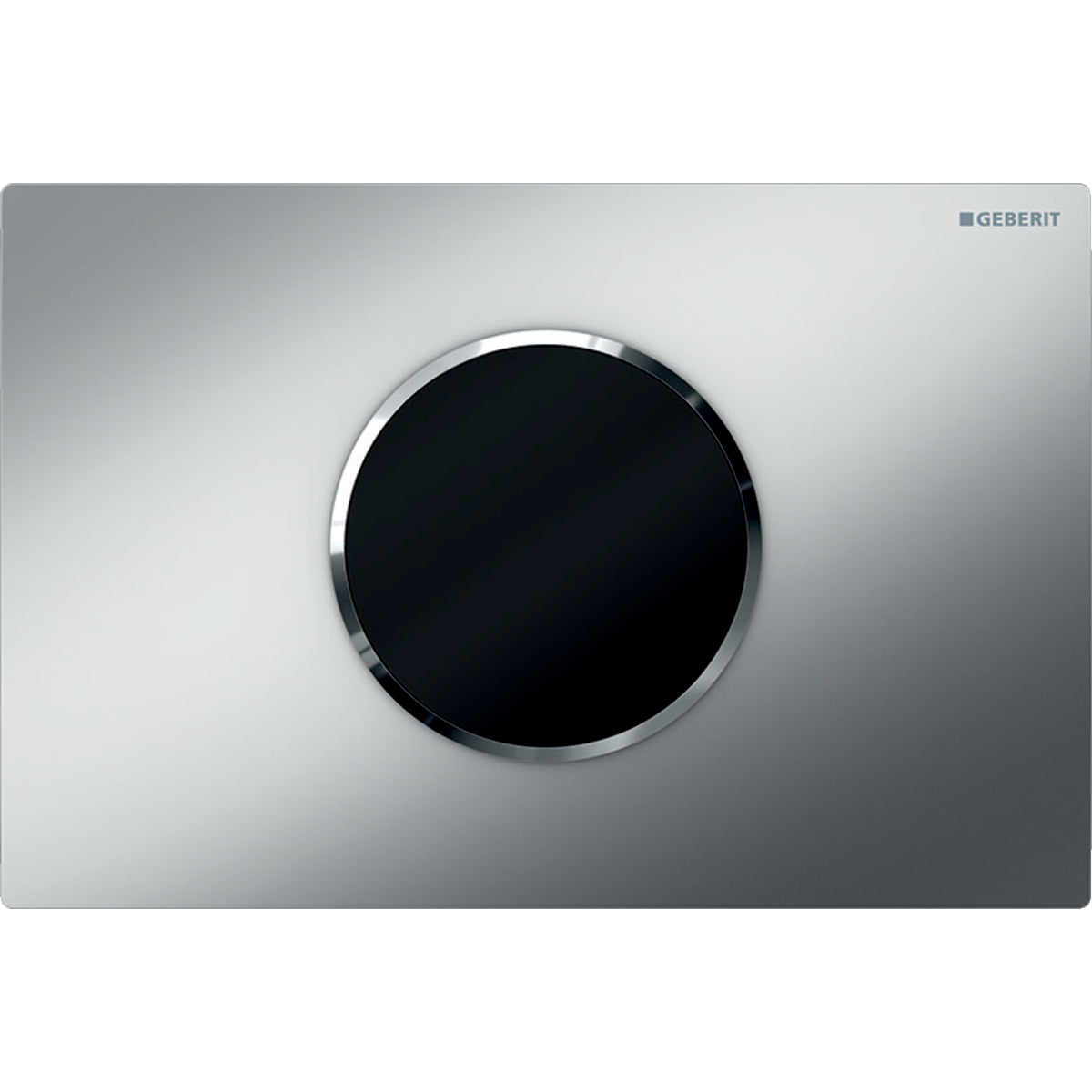 Geberit 115.908.KN.1- Geberit WC flush control with electronic flush actuation, battery operation, dual flush, actuator plate Sigma10, automatic/touchless: matt chrome-plated, bright chrome-plated - FaucetExpress.ca