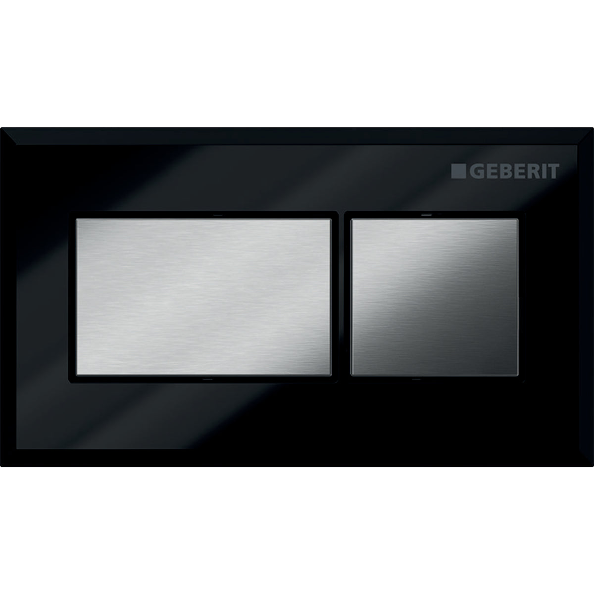 Geberit 116.051.KV.1- Geberit remote flush actuation, square design, pneumatic, for dual flush, concealed actuator: black, chrome-plated - FaucetExpress.ca