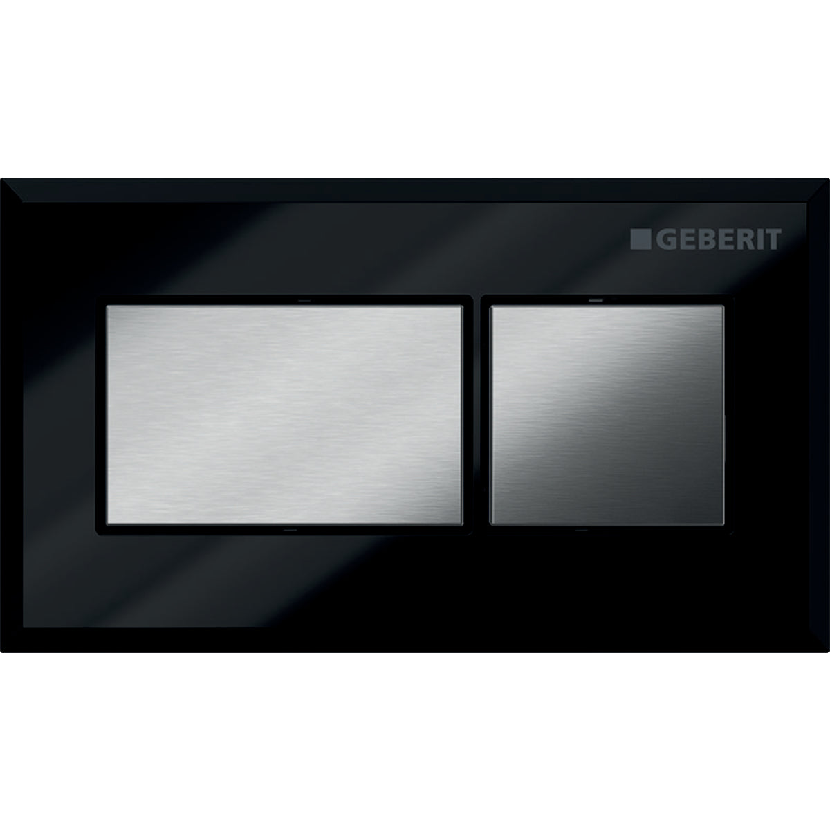 Geberit 116.053.KV.1- Geberit remote flush actuation, square design, pneumatic, for dual flush, for Sigma concealed cistern 8 cm, concealed actuator: black, chrome-plated, brushed - FaucetExpress.ca