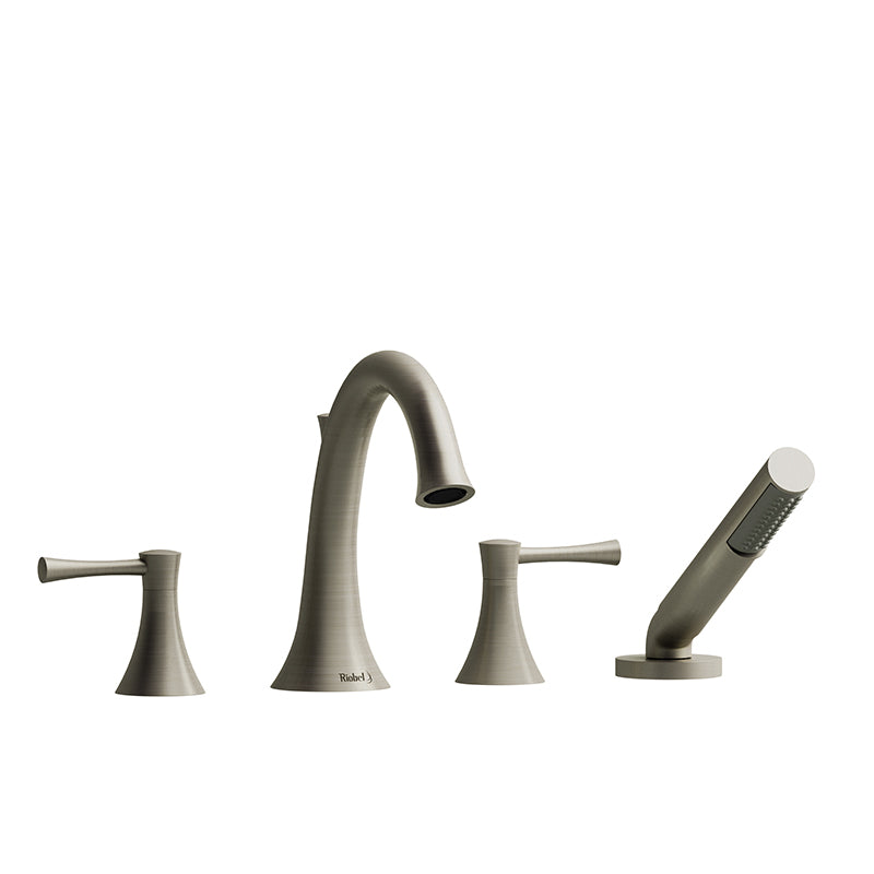 Riobel ED12LBN- 4-piece deck-mount tub filler with hand shower | FaucetExpress.ca