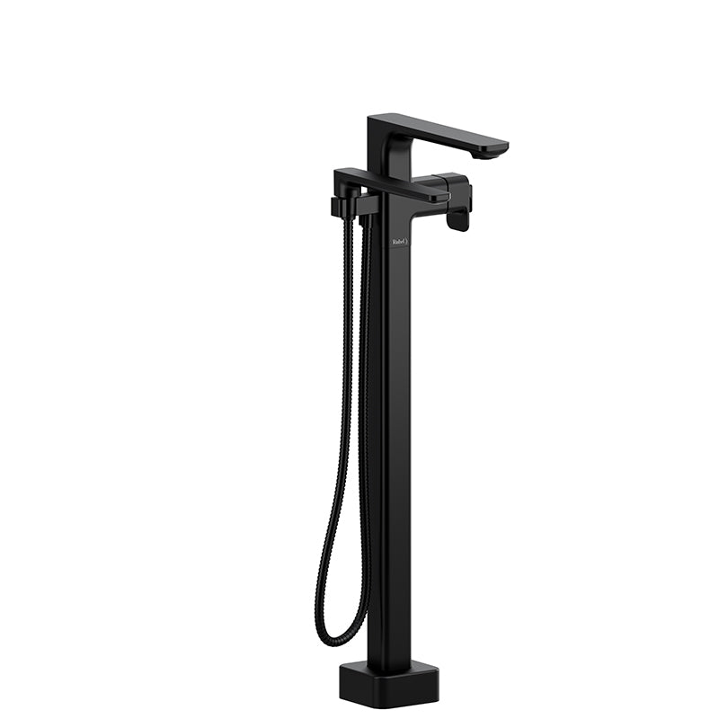 Riobel TEQ39BK- 2-way Type T (thermostatic) coaxial floor-mount tub filler with hand shower trim | FaucetExpress.ca