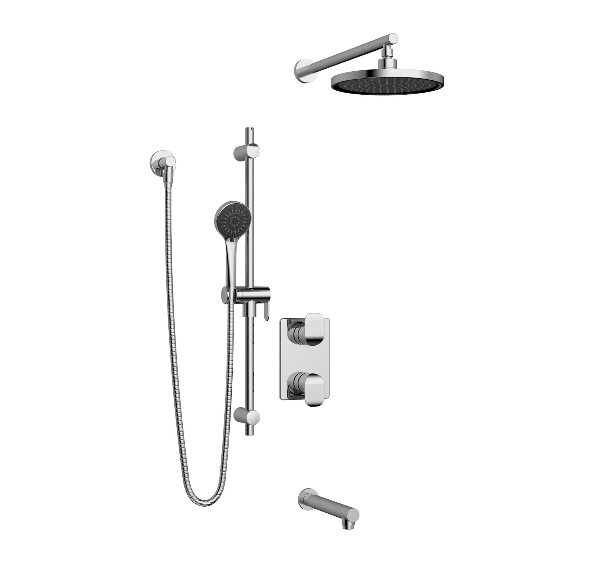 Bélanger KIT-KAR160TS3TCP- Kara Tub/Shower Kit W/3-Way Thermo Valve Trim, Tub Spout, Hand Shower & Wm Rain Shower Head *Valve Required