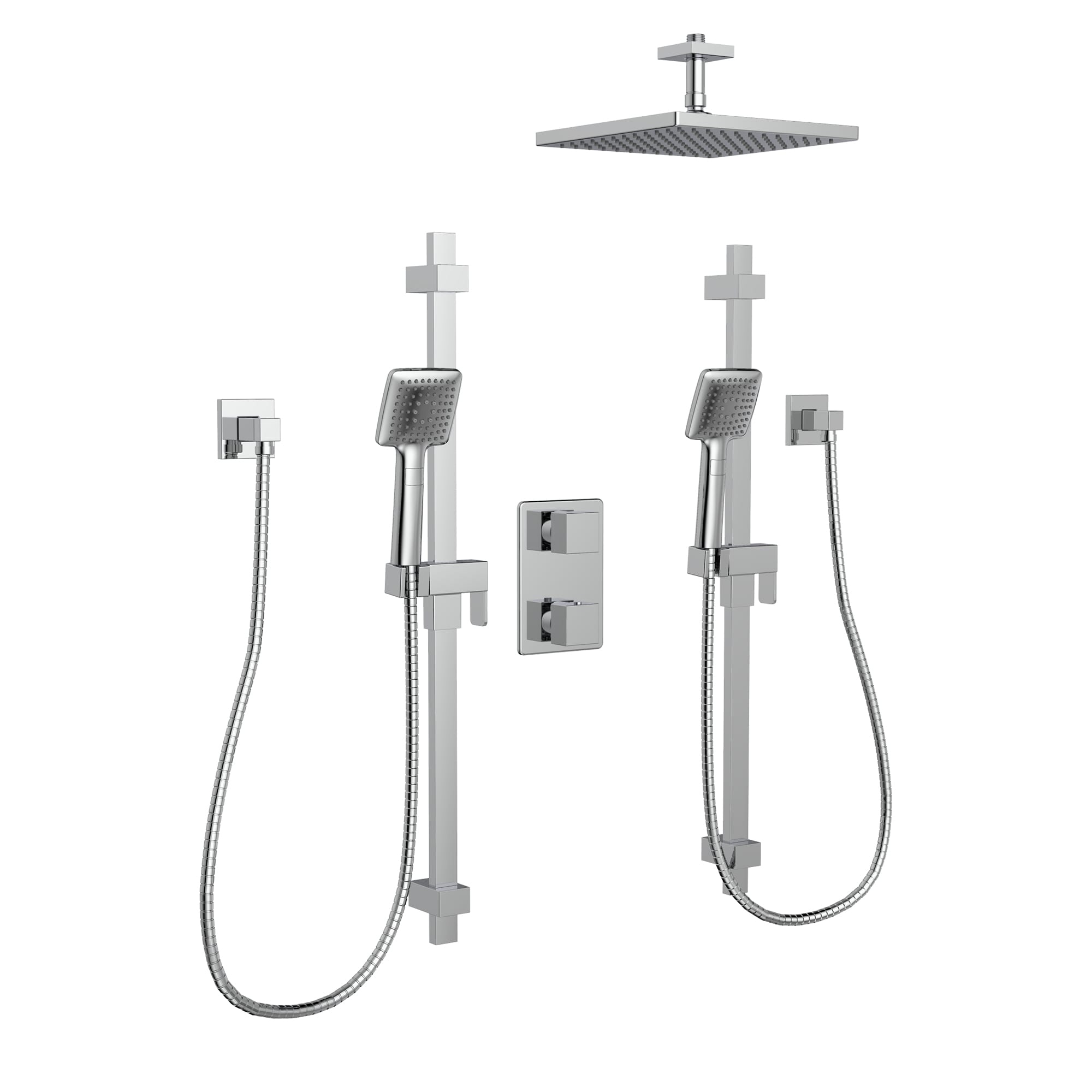 Bélanger KIT-AXO163TS3TCP- Axo Dual Shower Trim Kit W/3-Way Thermostatic Valve Trim, 2 Hand Showers & Ceiling Rain Shower Head *Valve Required