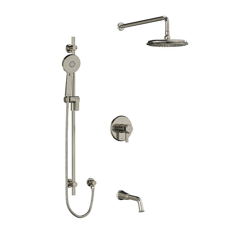 Riobel KIT#1345MMRDJBN- Type T/P (thermostatic/pressure balance) ½" coaxial 3-way system with hand shower rail, shower head and spout | FaucetExpress.ca