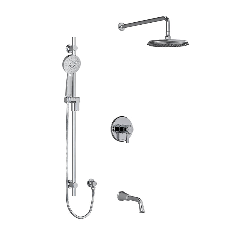 Riobel KIT#1345MMRDJBG- Type T/P (thermostatic/pressure balance) ½" coaxial 3-way system with hand shower rail, shower head and spout | FaucetExpress.ca