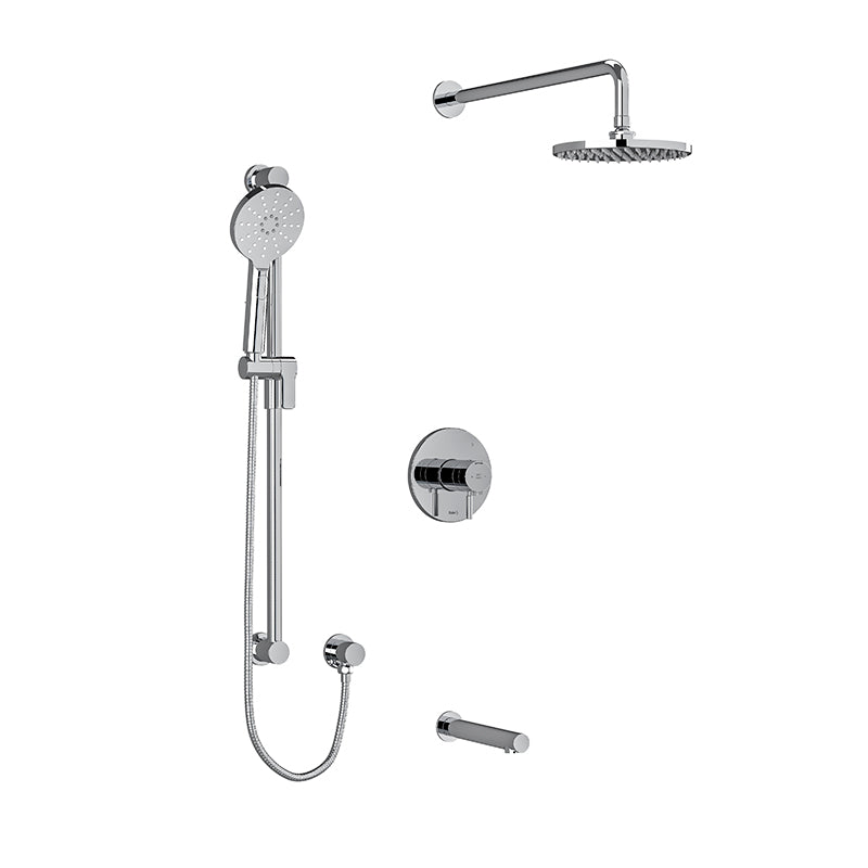 Riobel KIT#1345RUTMC- Type T/P (thermostatic/pressure balance) ½" coaxial 3-way system with hand shower rail, shower head and spout | FaucetExpress.ca
