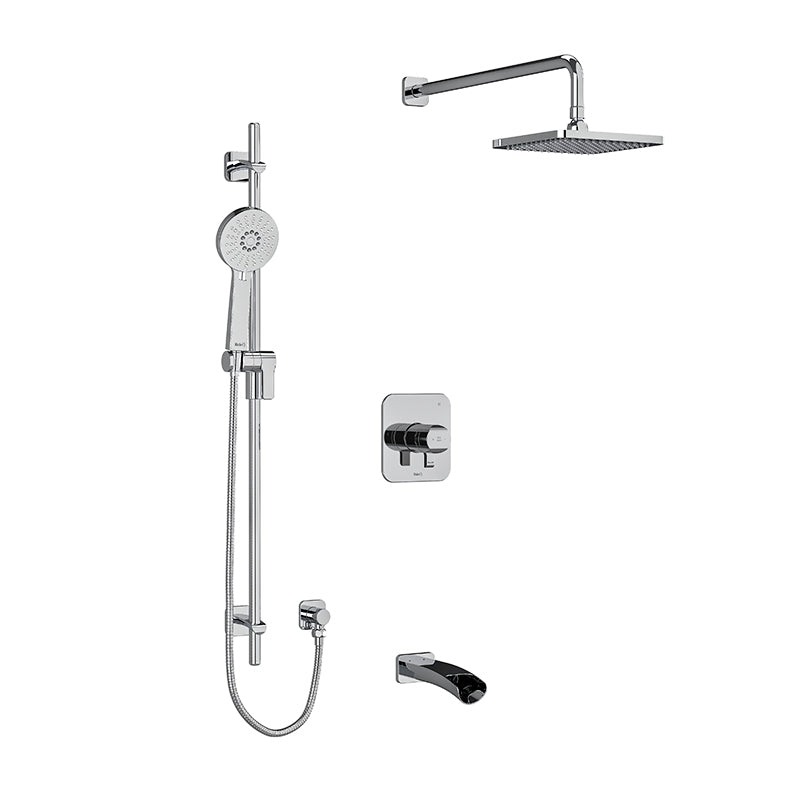 Riobel KIT#1345SAC- Type T/P (thermostatic/pressure balance) ½" coaxial 3-way system with hand shower rail, shower head and spout | FaucetExpress.ca