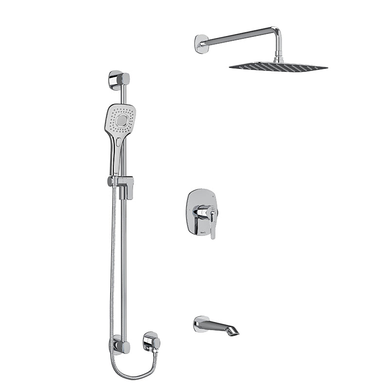 Riobel KIT#1345VYC- Type T/P (thermostatic/pressure balance) ½" coaxial 3-way system with hand shower rail, shower head and spout | FaucetExpress.ca