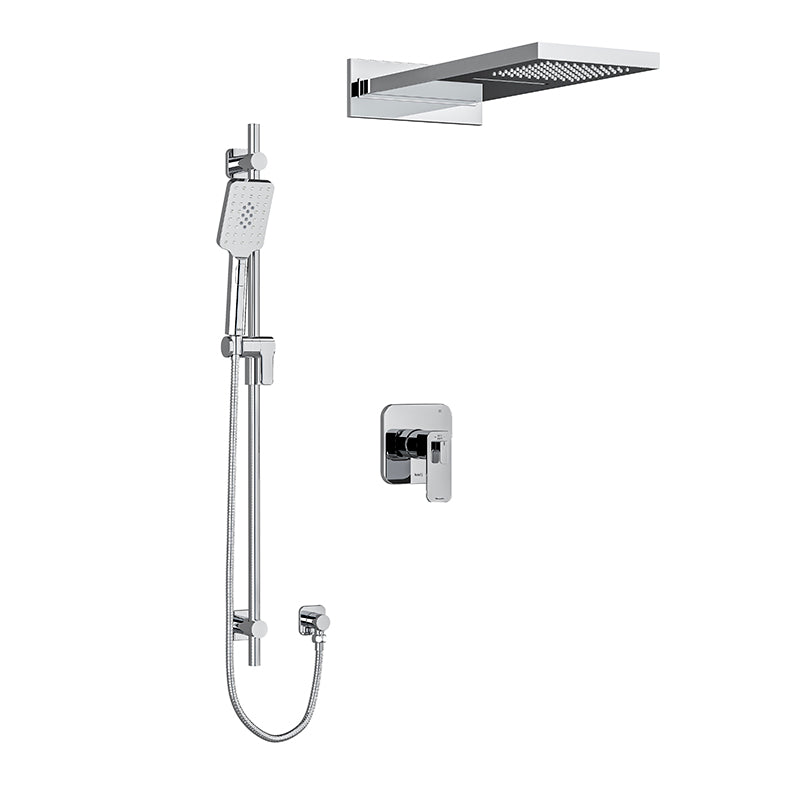 Riobel KIT#2745EQBN- Type T/P (thermostatic/pressure balance) ½" coaxial 3-way system with hand shower rail and rain and cascade shower head | FaucetExpress.ca