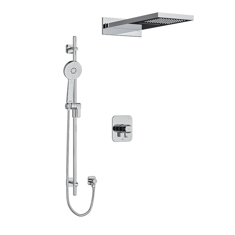 Riobel KIT#2745SAC- Type T/P (thermostatic/pressure balance) ½" coaxial 3-way system with hand shower rail and rain and cascade shower head | FaucetExpress.ca