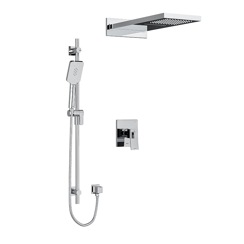 Riobel KIT#2745ZOTQBN- Type T/P (thermostatic/pressure balance) ½" coaxial 3-way system with hand shower rail and rain and cascade shower head | FaucetExpress.ca