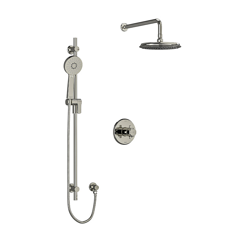 Riobel KIT#323MMRD+PN- Type T/P (thermostatic/pressure balance) ½" coaxial 2-way system with hand shower and shower head | FaucetExpress.ca