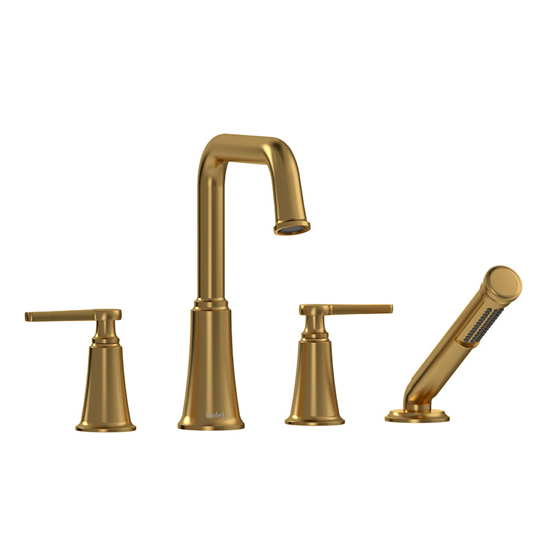 Riobel MMSQ12LBG- 4-piece deck-mount tub filler with hand shower | FaucetExpress.ca