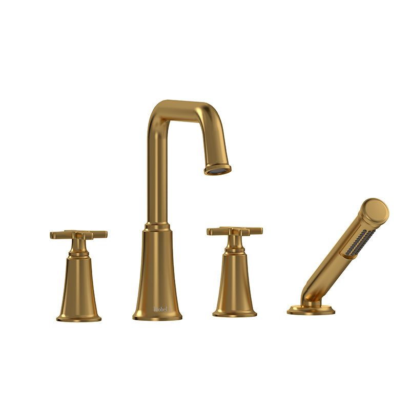Riobel MMSQ12+BG- 4-piece deck-mount tub filler with hand shower | FaucetExpress.ca