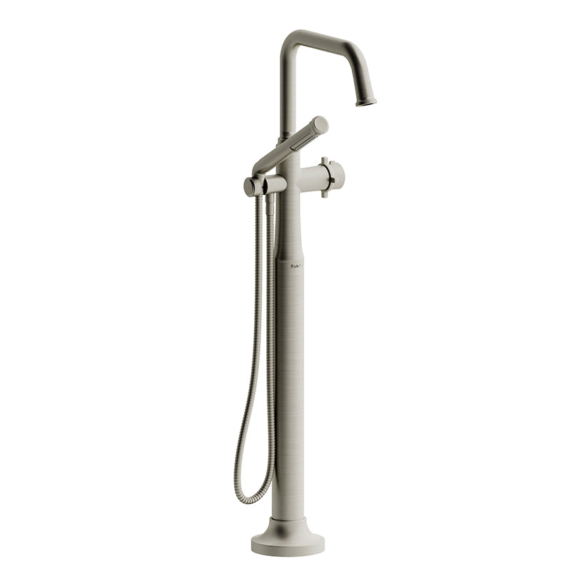 Riobel TMMSQ39+BN- 2-way Type T (thermostatic) coaxial floor-mount tub filler with hand shower | FaucetExpress.ca