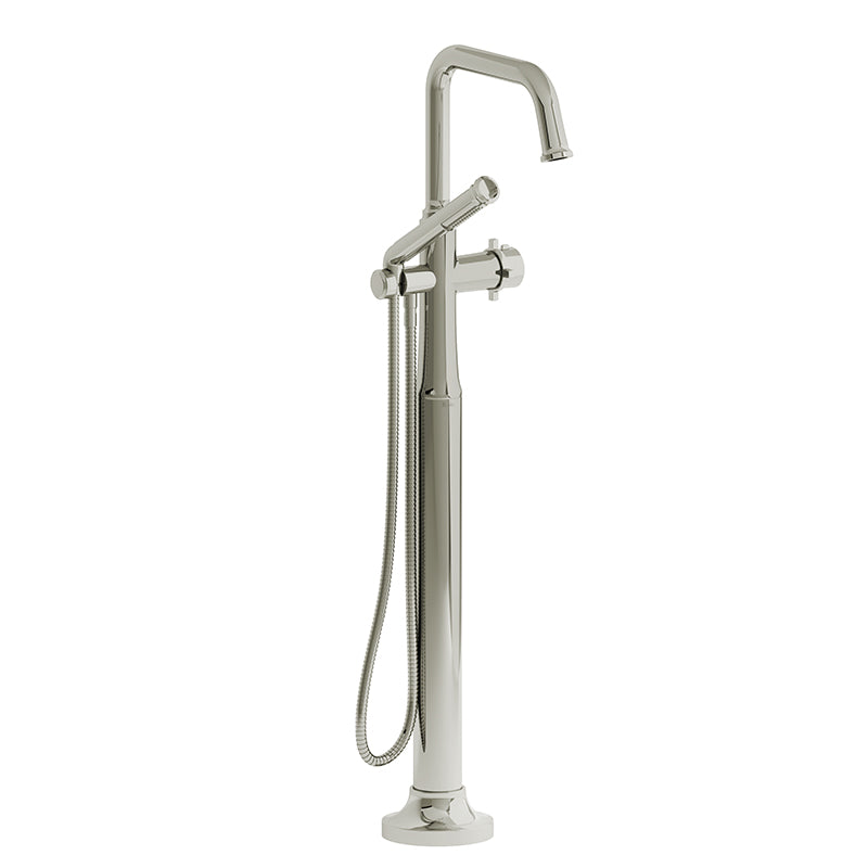 Riobel MMSQ39+PN- 2-way Type T (thermostatic) coaxial floor-mount tub filler with hand shower | FaucetExpress.ca
