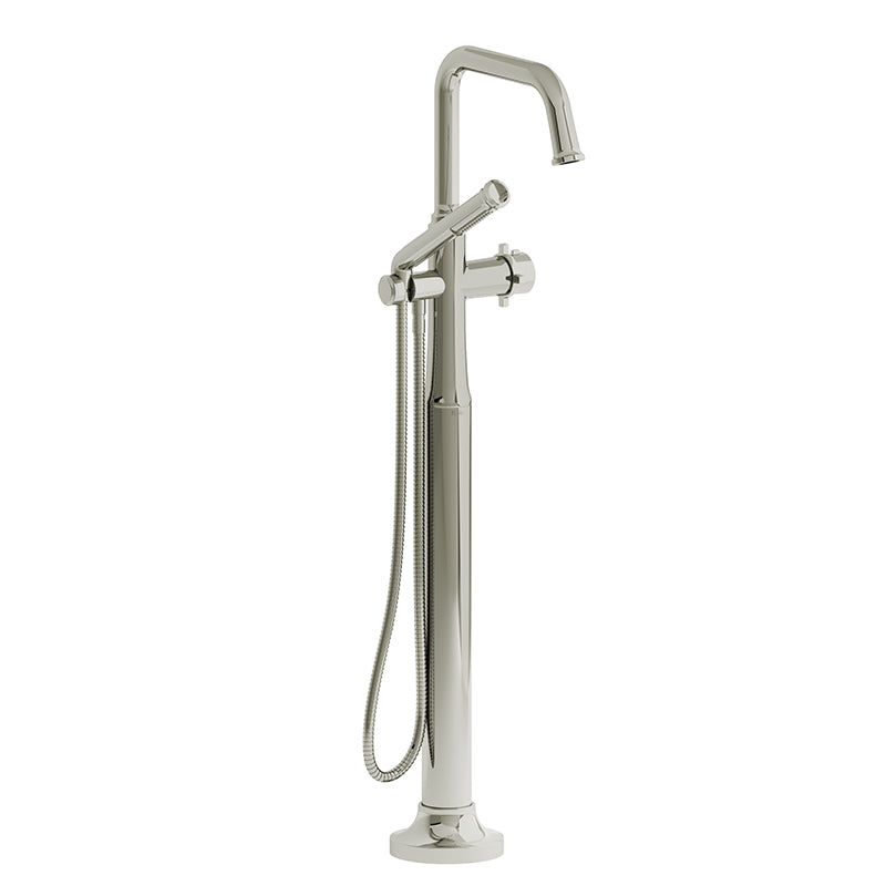 Riobel TMMSQ39+PN- 2-way Type T (thermostatic) coaxial floor-mount tub filler with hand shower | FaucetExpress.ca