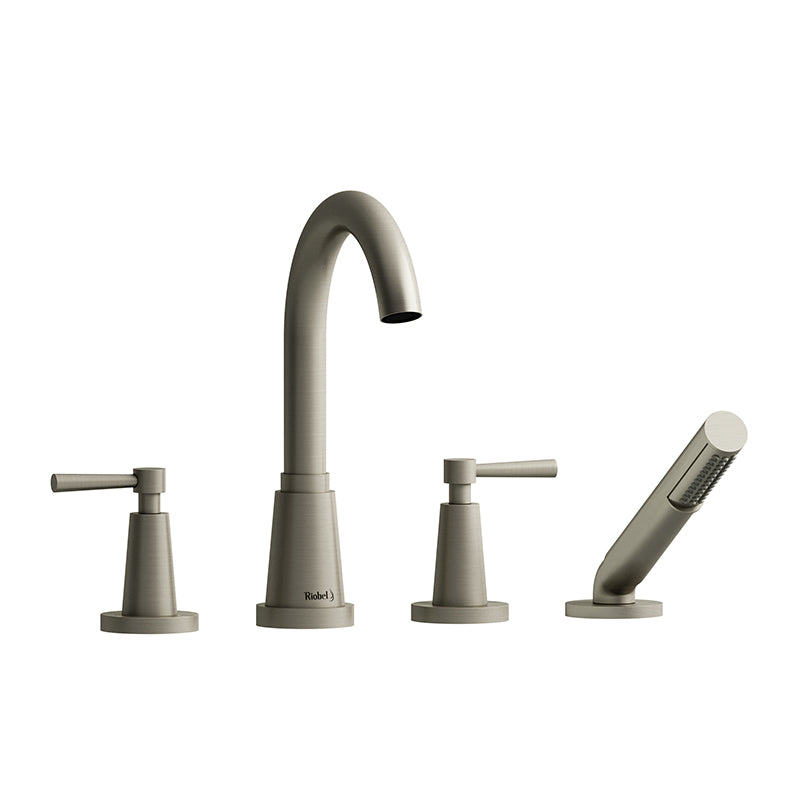 Riobel PA12LBN- 4-piece deck-mount tub filler with hand shower | FaucetExpress.ca