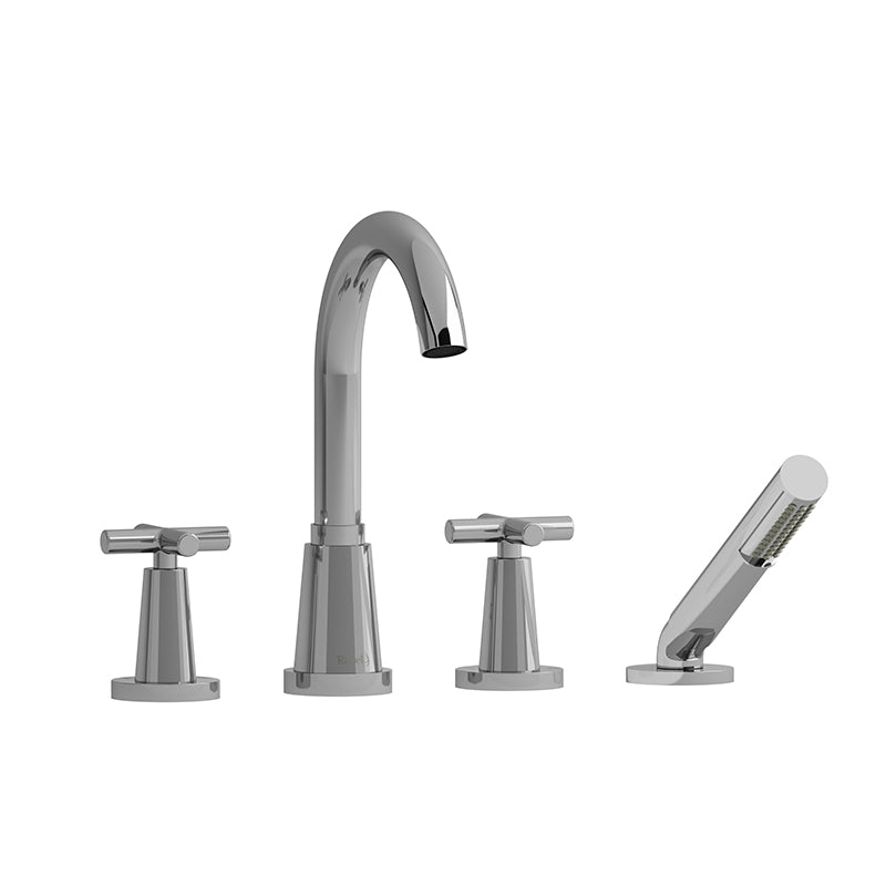 Riobel PA12+C- 4-piece deck-mount tub filler with hand shower | FaucetExpress.ca