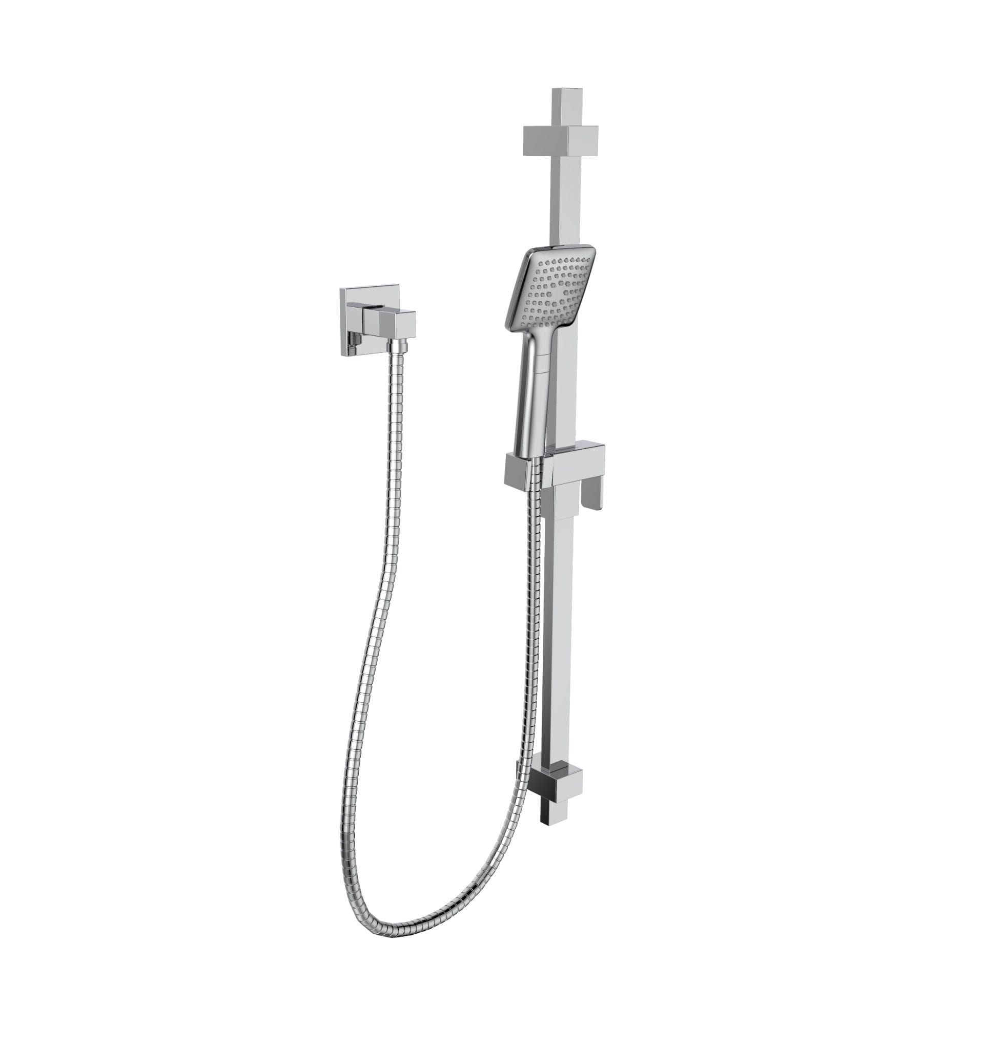 Bélanger B90-831- Sliding Bar Kit (Square) With Dual Function Hand Shower, Water Supply Elbow And Flexible Hose