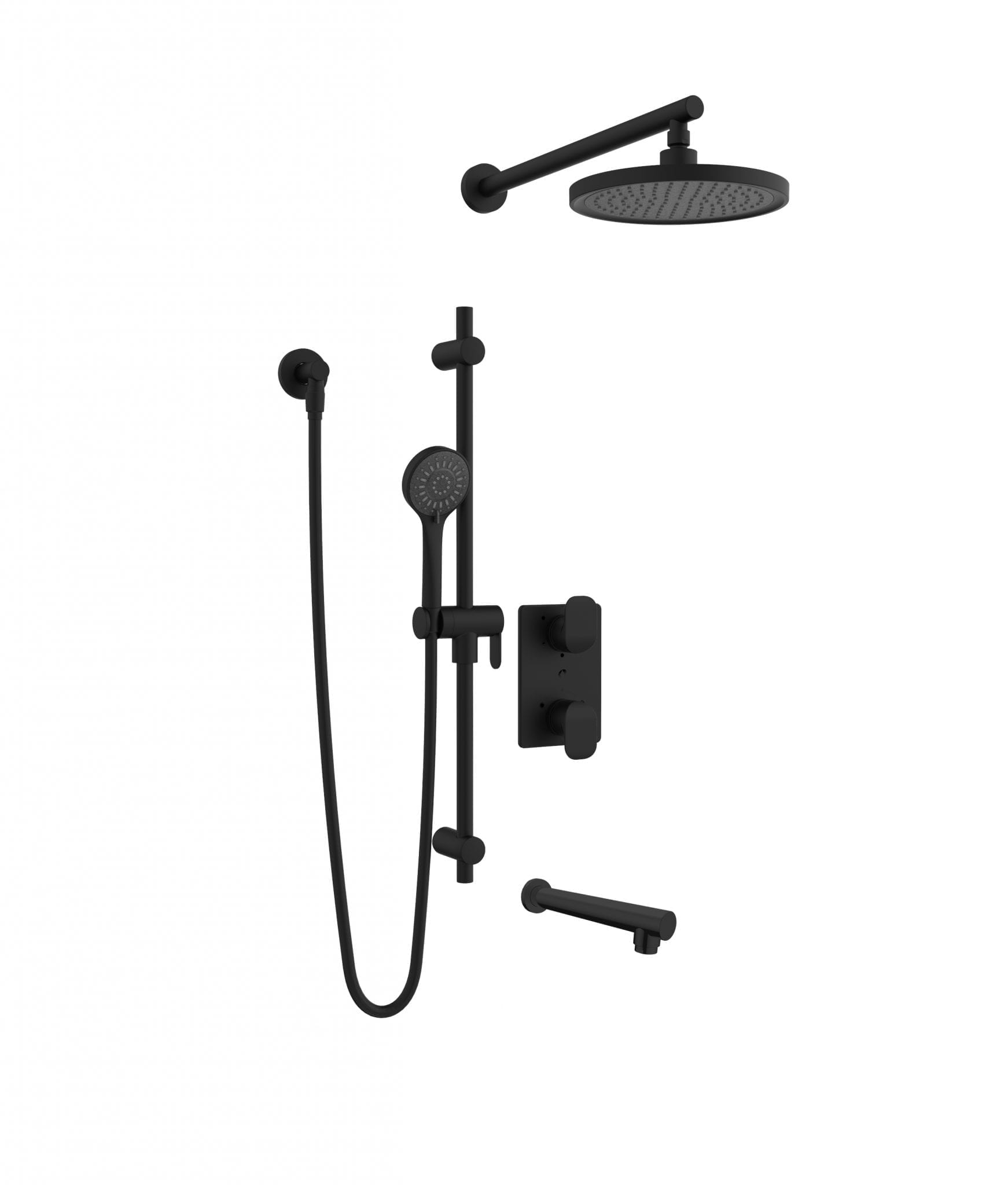 Bélanger KIT-KAR160TS3TMB- Kara Tub/Shower Kit W/3-Way Thermo Valve Trim, Tub Spout, Hand Shower & Wm Rain Shower Head *Valve Required