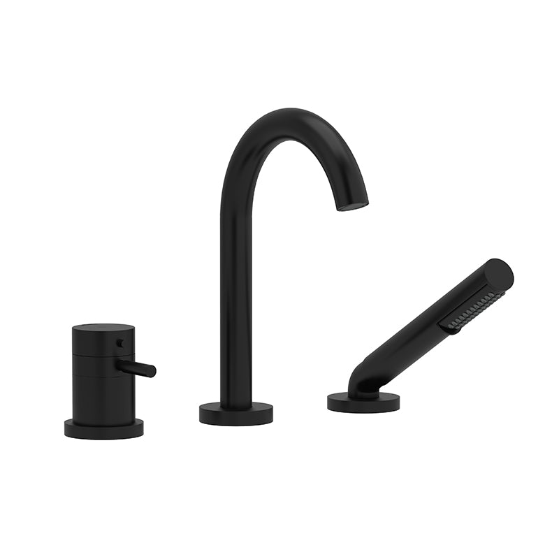 Riobel RU19BK- 2-way 3-piece Type T (thermostatic) coaxial deck-mount tub filler with hand shower | FaucetExpress.ca