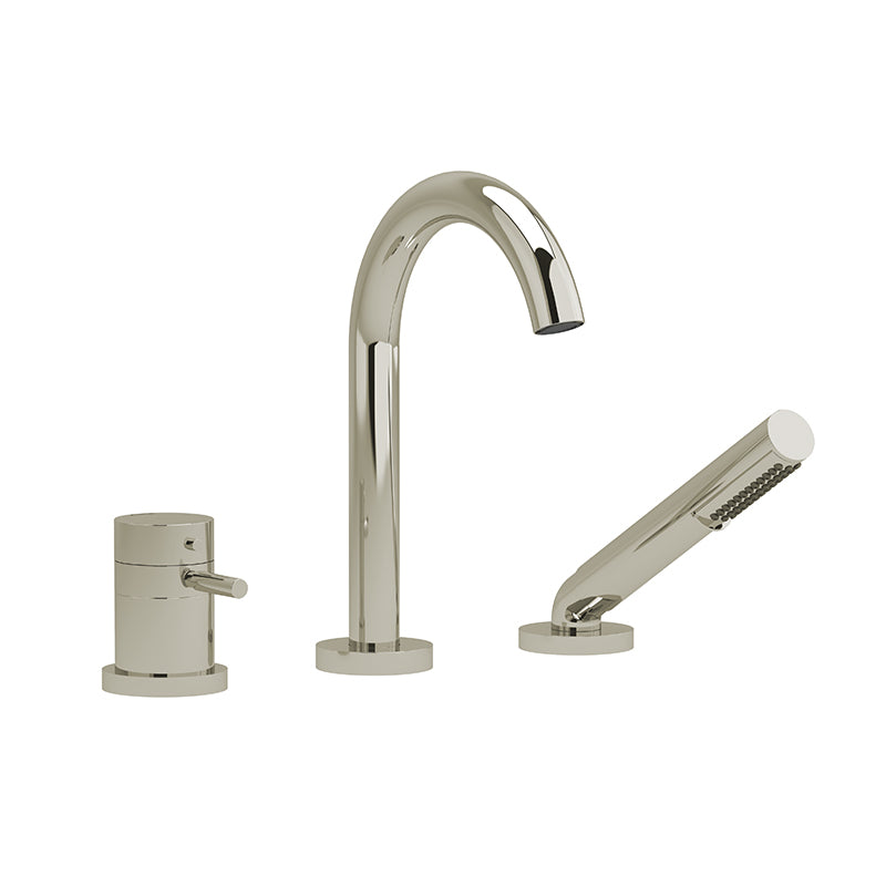 Riobel RU19PN- 2-way 3-piece Type T (thermostatic) coaxial deck-mount tub filler with hand shower | FaucetExpress.ca